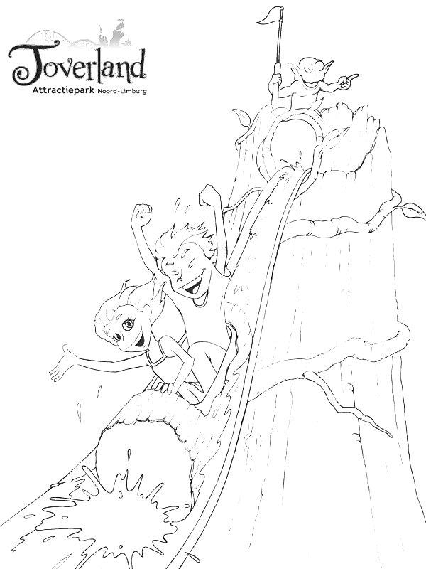 Ausmalbild Toverland Wildwasserbahn  