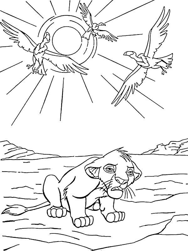 Ausmalbild Trauriger Simba  