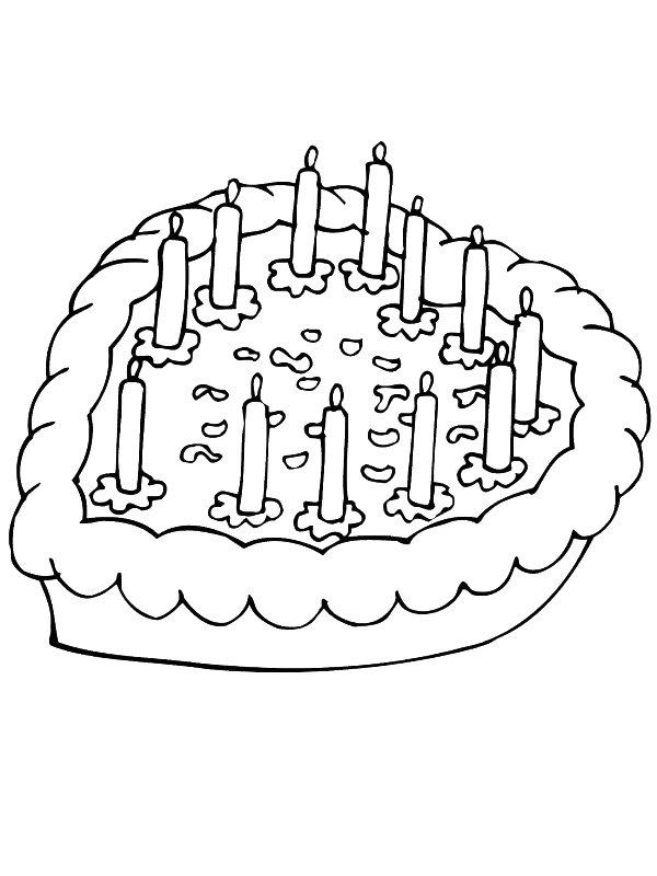 Ausmalbild Valentinstag-Herz-Kuchen  
