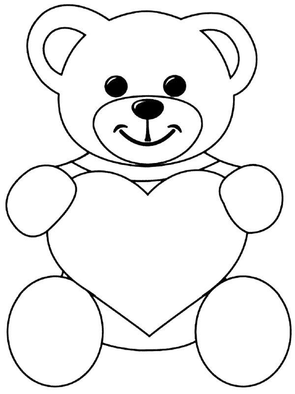 Ausmalbild Valentinstag Teddybär  
