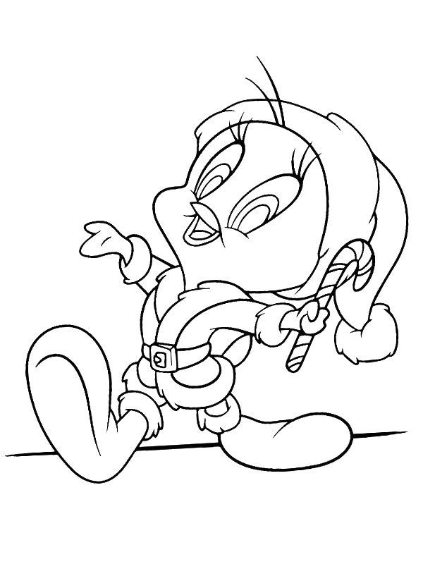 Ausmalbild Weihnachts-Tweety  