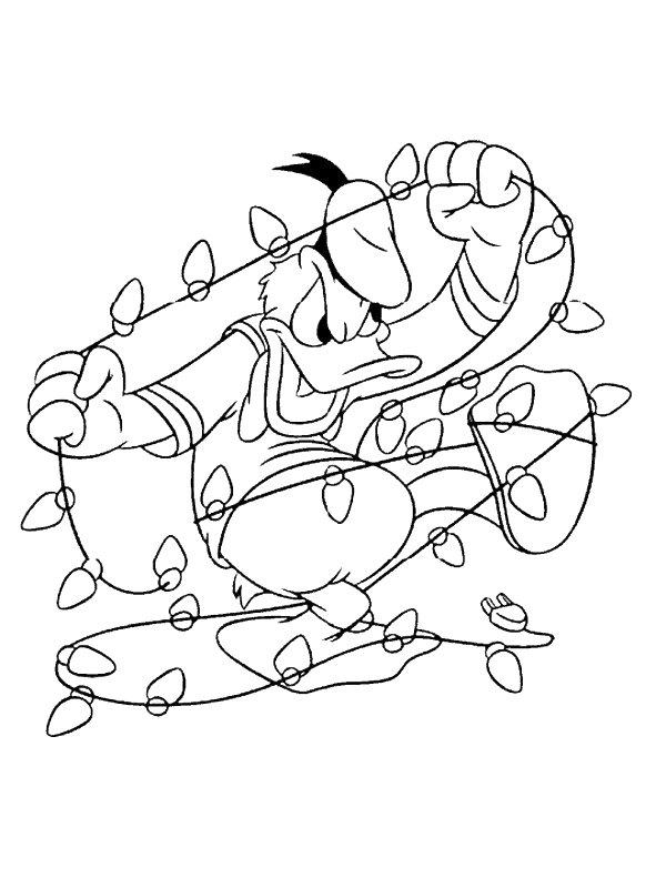 Ausmalbild Weihnachtschmuck mit Donald Duck  