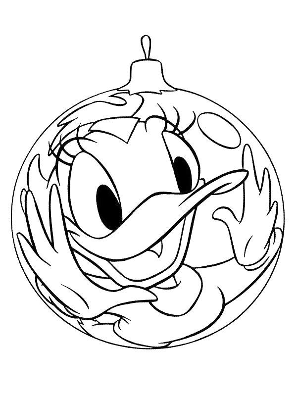 Ausmalbild Weihnachtskugel Daisy Duck  