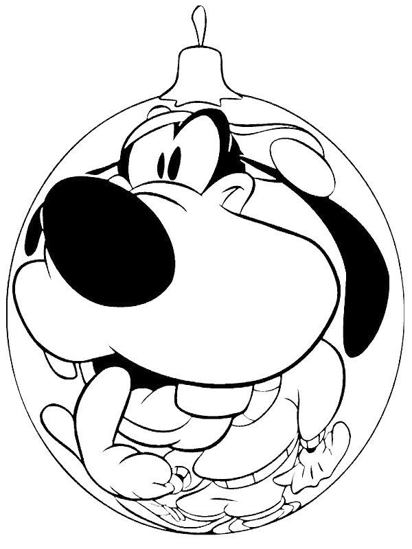 Ausmalbild Weihnachtskugel Goofy  
