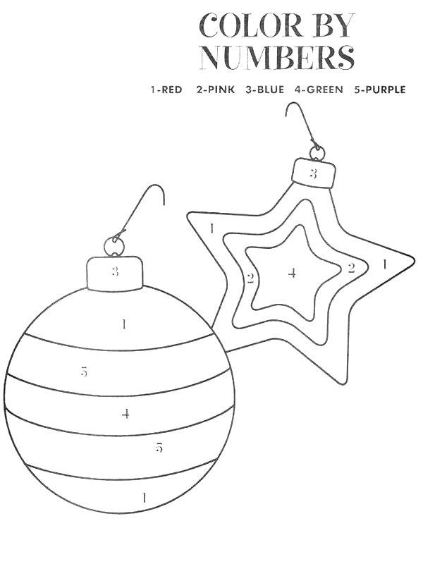 Ausmalbild Weihnachtskugel Malen nach Zahlen  