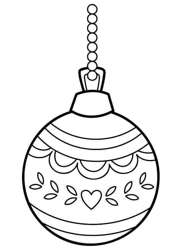 Ausmalbild Weihnachtskugel mit Herz  