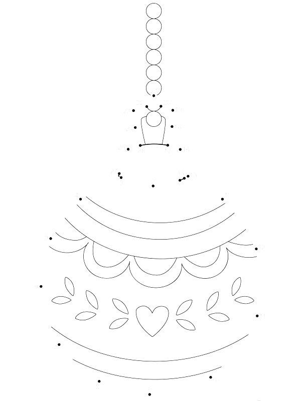 Ausmalbild Weihnachtskugel Punkt-zu-Punkt  