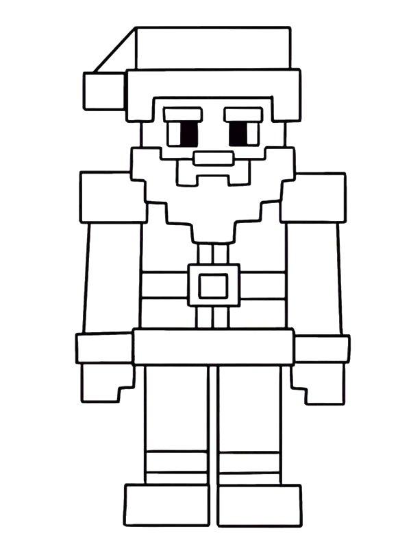 Ausmalbild Weihnachtsmann Minecraft  