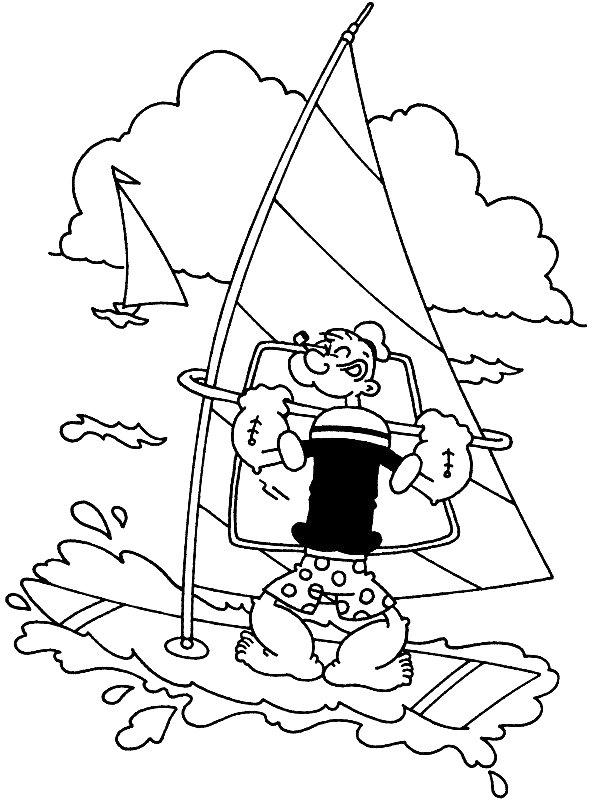Ausmalbild Windsufer Popeye  