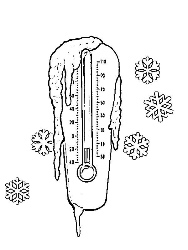 Ausmalbild Winter Thermometer  
