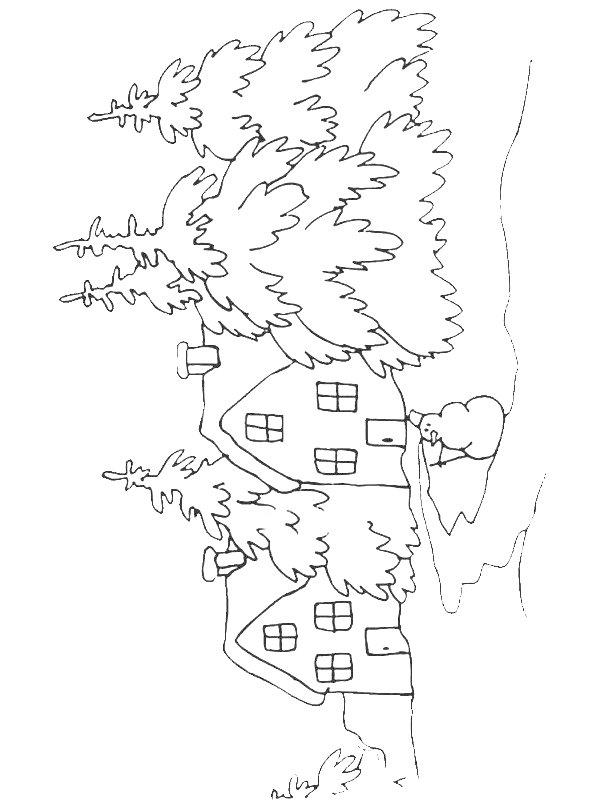 Ausmalbild Winterlandschaft  