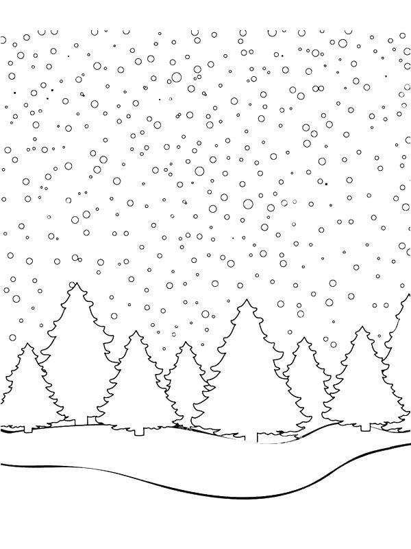 Ausmalbild Winterwald  