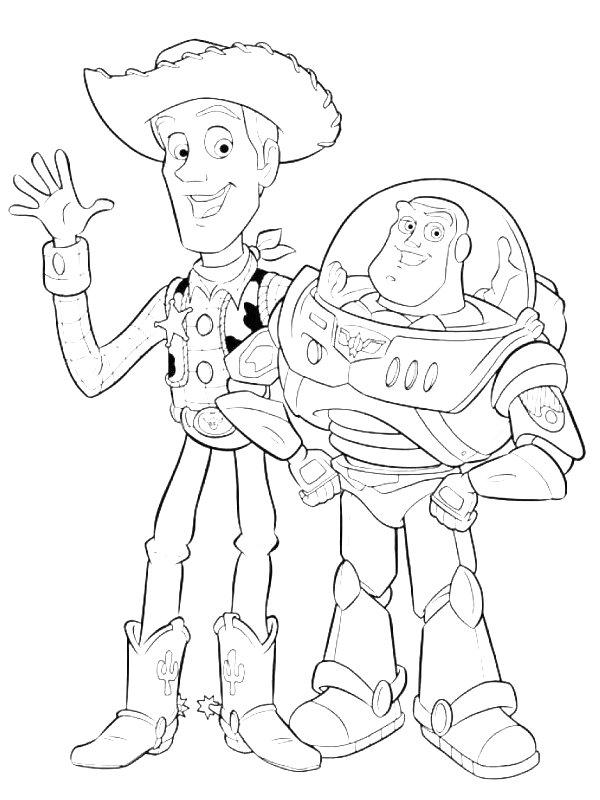 Ausmalbild Woody und Buzz Lightyear  