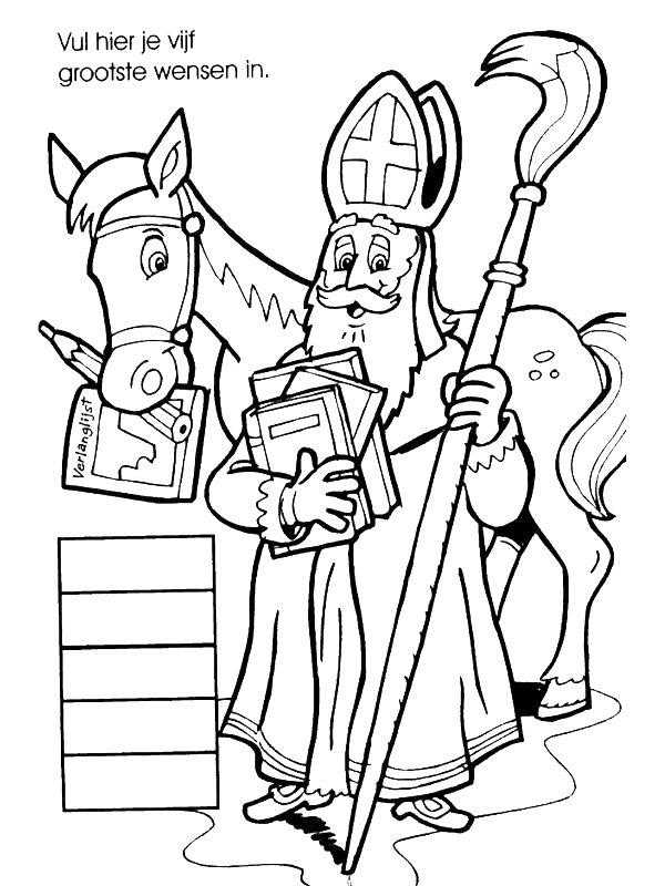 Ausmalbild Wunschzettel heiliger Nikolaus  
