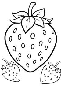 Ausmalbild 3 Erdbeeren  