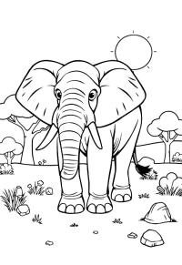 Ausmalbild Afrikanischer Elefant  