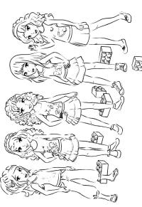 Ausmalbild Andrea, Emma, Mia, Olivia und Stephanie  