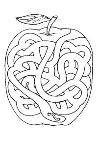 Ausmalbild Apfel Labyrinth  