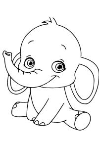 Ausmalbild Baby Elefant  