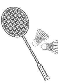 Ausmalbild Badmintonschläger und Ball  