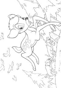 Ausmalbild Bambi auf der Flucht  