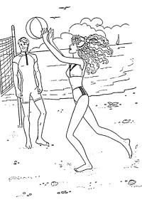 Ausmalbild Barbie und Ken am Strand  