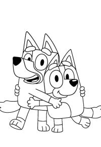 Ausmalbild Bluey und Bingo  