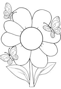 Ausmalbild Blume mit Schmetterlingen  