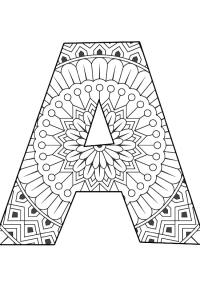 Ausmalbild Buchstabe A Mandala  