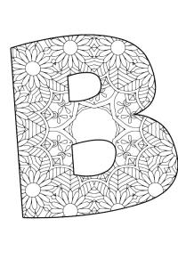 Ausmalbild Buchstabe B Mandala  