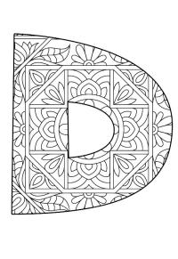 Ausmalbild Buchstabe D Mandala  