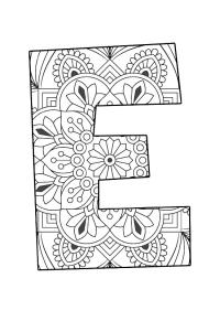Ausmalbild Buchstabe E Mandala  