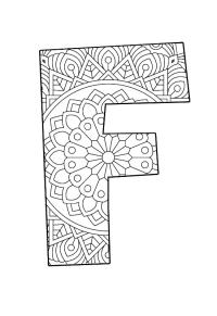 Ausmalbild Buchstabe F Mandala  