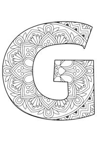 Ausmalbild Buchstabe G Mandala  