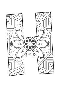 Ausmalbild Buchstabe H Mandala  