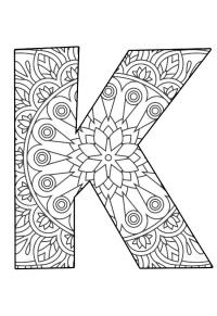 Ausmalbild Buchstabe K Mandala  