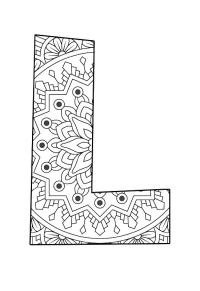 Ausmalbild Buchstabe L Mandala  