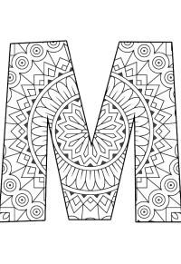 Ausmalbild Buchstabe M Mandala  