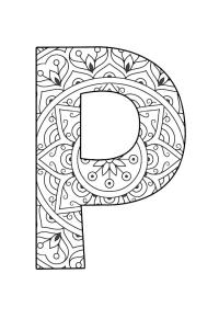 Ausmalbild Buchstabe P Mandala  