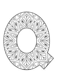 Ausmalbild Buchstabe Q Mandala  