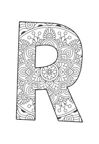 Ausmalbild Buchstabe R Mandala  
