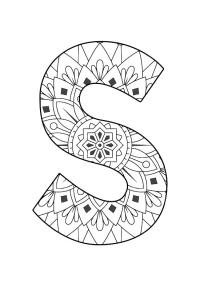 Ausmalbild Buchstabe S Mandala  