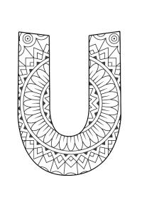 Ausmalbild Buchstabe U Mandala  