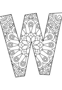Ausmalbild Buchstabe W Mandala  