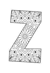 Ausmalbild Buchstabe Z Mandala  