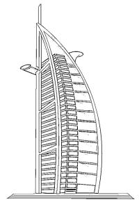 Ausmalbild Burj al Arab hotel  
