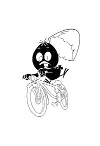 Ausmalbild Calimero auf dem Fahrrad  
