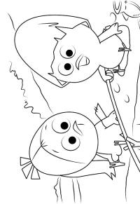 Ausmalbild Calimero und Priscilla  