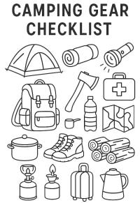 Ausmalbild Camping-Checkliste  