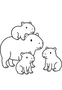 Ausmalbild Capybara-Familie  